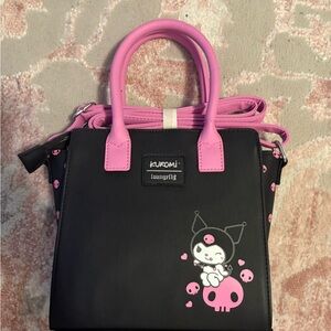 Kuromi Loungefly Black and Pink Handbag